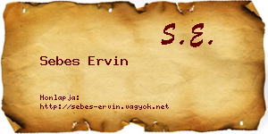 Sebes Ervin névjegykártya